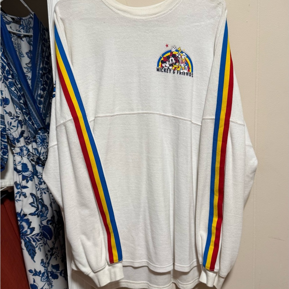 Mickey & Friends White Spirit Jersey with Rainbow Stripes